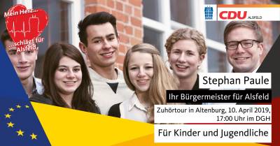 Altenburg  Zuhörtour für Kinder und Jugendliche:
Mi., 10.04.2019; 17:00 Uhr; DGH (kleiner Saal), Stockwiesenweg 2